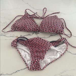 Jessica Simpson Red and Navy Heart Bikini Classic Design